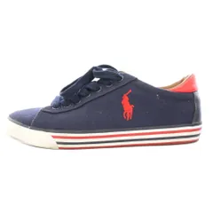 ポロ ラルフローレン POLO RALPH LAUREN ローカットスニーカー シューズ キャンバス ロゴ 刺繍 バイカラー US7.5 紺 ネイビー 赤 レッド /BB