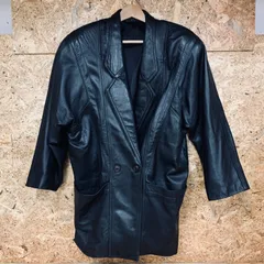 VINTAGE ラムレザー　レザー　ジャケット　Lサイズ　本革　羊革　黒　ブラック メンズ衣料