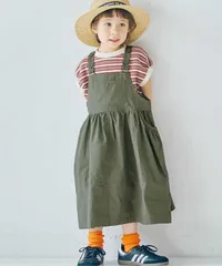 《新品》p.premier ワークジャンスカ 110㎝ カーキ 子供服 ジャンパースカート P217035のサムネイル