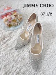 Jimmy Choo　ジミーチュウ　パンプス　ハイヒール　デグラデーションクリスタル付き ホワイト メッシュ・パンプス