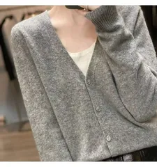 レディース ニットカーディガン 春秋 新作 ショート丈 羽織り ゆったり 着痩せ シンプル ダークグレー S〜2XL