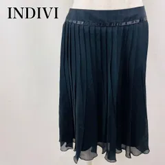 INDIVI　インディヴィ　40　黒　ブラック　脚長美脚　シフォンプリーツ　細プリーツ　膝丈スカート 3616