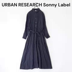 美品 URBAN RESEARCH DOORS リネン100%  長袖 シャツワンピース ネイビー