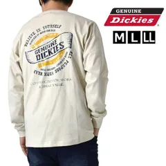 GENUINE Dickies 《90B柄オフホワイト》新品 未使用 ジェニュイン ディッキーズ ロンT バックプリント パウダーブリーチ加工 メンズ 長袖 Tシャツ ワーク 天竺 【C3E】【メール便2】ファッション メンズ 春 秋 冬 M L XL