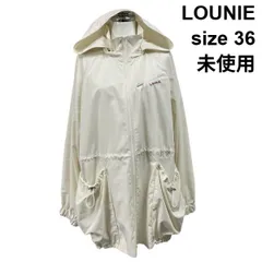 ◇ 未使用 ルーニィ LOUNIE ジャンパー アウター 上着 長袖 フード ラグラン・スリーブ ロゴ刺繍 ギャザー 白 36 S 7号 レディース S6C126