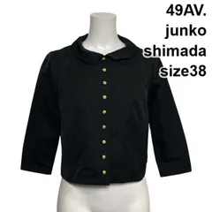 ◇ フォーティーナインアベニュージュンコシマダ 49AV. コンパクトジャケット 七分袖 ラウンドカラー 黒 38 M 9号 レディース S6C123