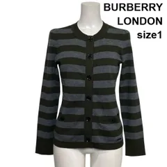 ◇ バーバリーロンドン BURBERRY ニットカーディガン 長袖 ボーダー柄 クルーネック バイカラー 毛 絹 カシミア 1 S 7号 レディース S6C142