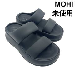極美品❣️MOHI フラットサンダル ビッグバックル 厚底 37 黒 箱付属
