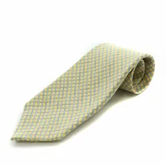 ブルガリ BVLGARI セッテピエゲ ロゴ ネクタイ レギュラータイ シルク 総柄 黄色 イエロー /BB ■OH