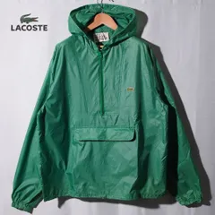 90s 糸巻きタグ ラコステ LACOSTE アノラックパーカー M 大きめ グリーン 80s〜90s ヴィテージ Vintage IZOD LACOSTE アイゾット レインパーカー ロゴ刺繍 ストリート オーバーサイズ ワンポイント 古着 J405
