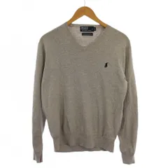 ポロ バイ ラルフローレン Polo by Ralph Lauren ニット セーター 長袖 Vネック ロゴ刺繍 M グレー /BM