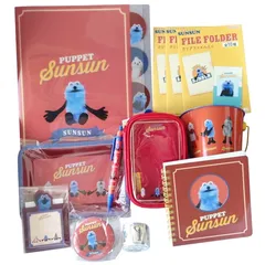 【送料込み】数量限定 中身が見える福袋 パペットスンスン トータルステーショナリー レッド１０種１２点セット