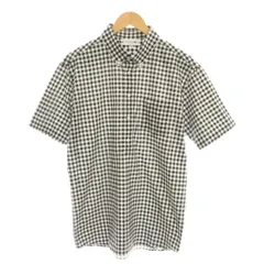 ラコステ LACOSTE ギンガムチェック半袖ビジネスシャツ ボタンダウン L 黒 ブラック 白 ホワイト CH708EL /YM