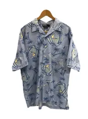 ラルフローレン RalphLauren 90s 90’s CLAYTON オープンカラーシャツ 開襟シャツ アロハシャツ ヤシの木柄 総柄 水色 半袖シャツ ブルー Lサイズ 101MT-5944