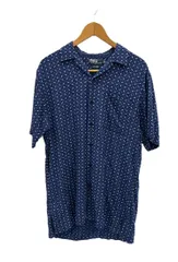 ラルフローレン RalphLauren 90s 90’s CLAYTON オープンカラーシャツ 開襟シャツ 総柄 青 半袖シャツ ネイビー Sサイズ 101MT-5945