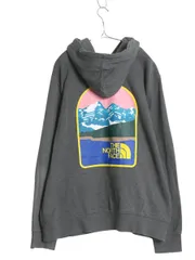 【お得なクーポン配布中!】 ノースフェイス 両面 プリント スウェット フード パーカー メンズ XL プルオーバー 裏起毛 トレーナー グラフィック 大きいサイズ グレー
