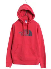 【お得なクーポン配布中!】 ノースフェイス プリント スウェット フード パーカー メンズ S / アウトドア トレーナー プルオーバー 裏起毛 シンプル トップス レッド