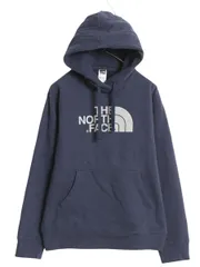 【お得なクーポン配布中!】 ノースフェイス プリント スウェット フード パーカー メンズ L / アウトドア トレーナー プルオーバー 裏起毛 シンプル トップス ネイビー