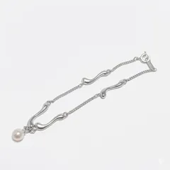 【SV925】シルバー925 銀 スターリングシルバー シルバーアクセサリー　 地金 ブレスレット レディース 女性用 石付き ストーン付き 美品 18cm 5.4g