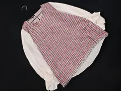 ZARA ザラ ツイード 切替 ブラウス シャツ sizeM/白ｘ赤 ■◇ レディース