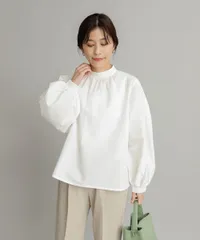 URBAN RESEARCH DOORS コットンリップルストライプブラウス