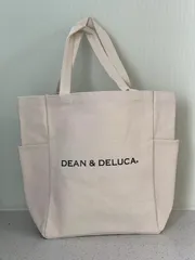 DEAN&DELUCA ディーン＆デルーカ トートバック 肩掛け バッグ キャンバス レディース メンズ コットン 出掛け  防撥水加工 ホワイト