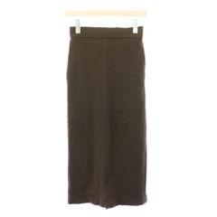 カオス CHAOS タイトスカート ミモレ ロング スリット ストレッチ ウール ワンカラー 36 茶 ブラウン /BB