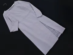 NATURAL BEAUTY BASIC ナチュラルビューティーベーシック Vネック レース フェイクレイヤード Iライン ワンピース sizeS/水色 ■◇ レディース