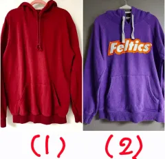 (最終価格@2枚まとめ@)ユニセックスフーディー(レッド/パープル)フーディー