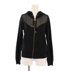 ディーゼル DIESEL ジップアップパーカー ジャケット アウター ショート丈 スウェット 切替 シアー シースルー XS 黒 ブラック /BB