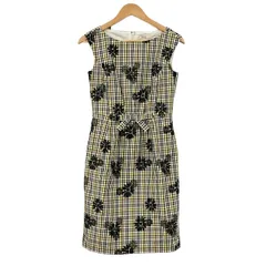 TOCCA(トッカ) ワンピース サイズ2 S レディース美品  イエロー×黒×オレンジ チェック柄/花柄