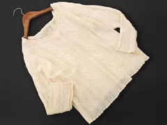 NATURAL BEAUTY BASIC ナチュラルビューティーベーシック Vネック 総柄 ニット セーター sizeM/アイボリー ■◇ レディース
