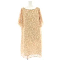 クミキョク 組曲 KUMIKYOKU ワンピース ひざ丈 半袖 フレアスリーブ シアー 総柄 7 ベージュ ピンク OPWLHA0204 /HN