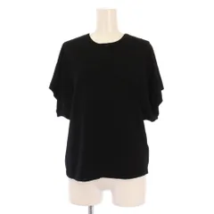 セオリー Theory 25SS wooster crepe knit bat wing topj ウースタークレープニットバットウィングトップJ カットソー 半袖 フレンチスリーブ クルーネック 無地 ストレッチ M 黒 ブラック 01-5101732