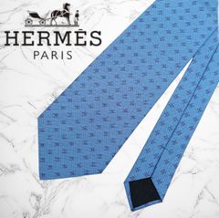 HERMES エルメス ネクタイ H柄 ブルー シルク100 ビジネス - メルカリ