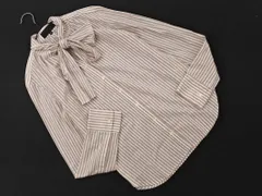 UNTITLED アンタイトル ストライプ ボウタイ ラウンドヘム シャツ size2/白ｘベージュ ■◇ レディース