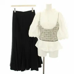 スナイデル SNIDEL 新木優子 スウィート SWEET 22SS 3ピース セットアップ 上下 ブラウス 五分袖 ビスチェ キャミソール スカート ロング フレア マーメイド 0 白 ホワイト 黒 ブラック SWFO222052 /YT