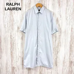 RALPH LAUREN ラルフローレン 比翼 ストレッチ シャツ ワンピース ブルー