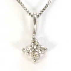 K18WG ネックレス ダイヤモンド 0.05ct 総重量約1.2g 約40cm