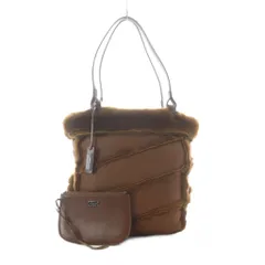 銀座かねまつ GINZA Kanematsu トートバッグ ショルダーバッグ 茶色 ブラウン ファー ポーチ付き 異素材 /RI ■OS