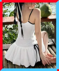 新品 ワンピース水着レディース韓国風体型カバー ガーリーワンピ水着 海外旅行プール温泉 露出控えめ水着大人【送料無料】