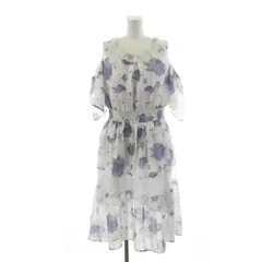 アクシーズファム axes femme 陽花柄ロングワンピース 半袖 レース チェック柄 F 紫 パープル 白 ホワイト TS351X83 /AN20