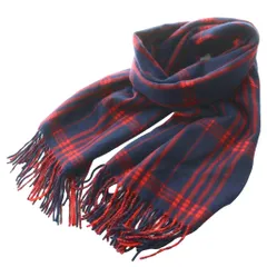 スピック&スパン Spick&Span マフラー ストール 大判 チェック柄 ウール アンゴラ混 赤 レッド 紺 ネイビー /SS ■OS