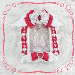 トレカケース　デコ　推し活　B8硬質カードケース リボン　赤　天使