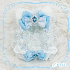 トレカケース　デコ　推し活　B8硬質カードケース リボン　水色　猫耳