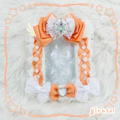 トレカケース　デコ　推し活　B8硬質カードケース リボン　オレンジ　天使