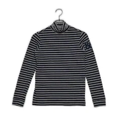 中古 レディース パーリーゲイツ PEARLY GATES 長袖シャツ 1(M) グレー×紺 ハイネック ボーダー