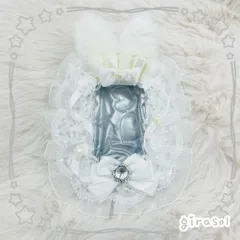 トレカケース　デコ　推し活　B8硬質カードケース リボン　白　うさ耳