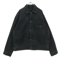 美品 UNIQLO ユニクロ 長袖 トラッカー デニムジャケット L ブラック メンズ 古着