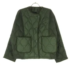 ZARA ザラ 長袖 ノーカラー キルティングジャケット S カーキグリーン 中綿入り レディース 古着